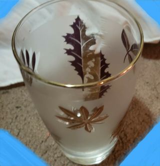 Vintage 1960’s Libby Frosted Gold Leaf Tea/water Glasses - Set Of 3