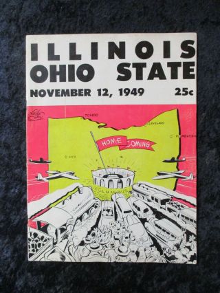 Vintage November 12,  1949 Illinois Vs Ohio State Football Game Program 1508