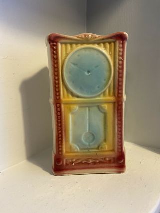 Vintage Shawnee U S A Ceramic Grandfather Clock Wall Pocket