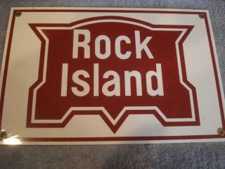 Vintage Porcelain Enamel Metal Railroad Sign - Rock Island Railroad (12 " X 8 ")