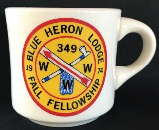 Vintage Boy Scout Cup Order Of The Arrow Blue Heron Lodge 349 1974