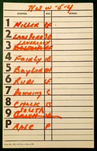 July 28th 1978 California Angels (4) Dugout Lineup Card At Baltimore Orioles (5)