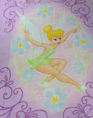 Vintage Disney Fairies Tinkerbell Twin Size Bed Comforter Blanket