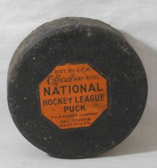 Vintage 1950s Tyer Rubber Co National Hockey League Game Puck Nhl