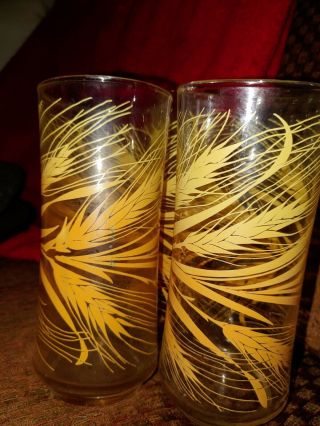 Vintage Libby Yellow/orange Wheat 10 Oz.  Glasses/tumblers (3) 609