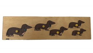Simplex Vintage Wooden Peg Puzzle Dogs Holland Made