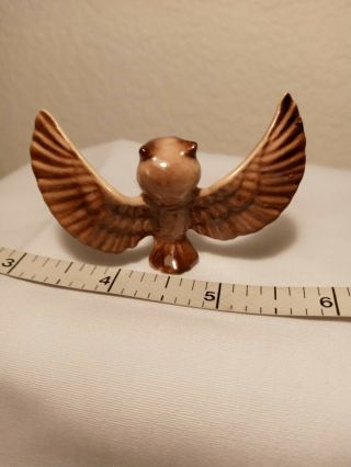 Vintage Hagen Renaker Porcelain Ceramic Miniature Figurine Owl Spread Wings 2