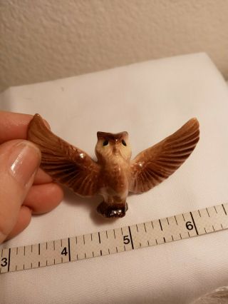 Vintage Hagen Renaker Porcelain Ceramic Miniature Figurine Owl Spread Wings 3