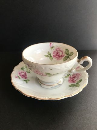Royal Sealy China “footed " Tea Cup & Saucer - Vintage Rose