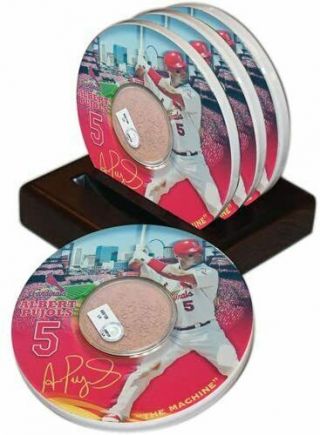 St Louis Cardinals Set Of 4 Albert Pujols Game Dirt Coasters Mlb Holo
