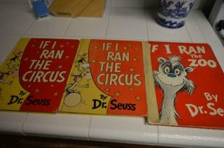 3 Books By Dr.  Seuss 1st Edition 1956 If I Ran The Circus,  If I Ran The Zoo