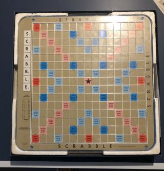 Vintage 1982 Scrabble Deluxe Edition W Turntable And Burgundy Tiles - Vguc