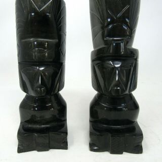 Vintage Onyx Hand Carved Inca/aztec Totem Book Ends Figurine Paperweight Carving