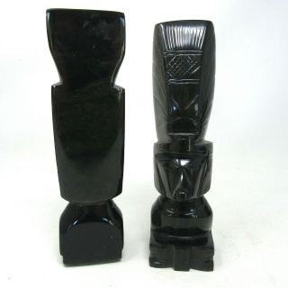 Vintage Onyx Hand Carved Inca/Aztec Totem Book Ends Figurine Paperweight Carving 3