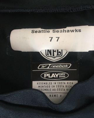 Seattle Seahawks 77 Team Issue Game Worn REEBOK NFL 2XL Undershirt Floyd Womack 2
