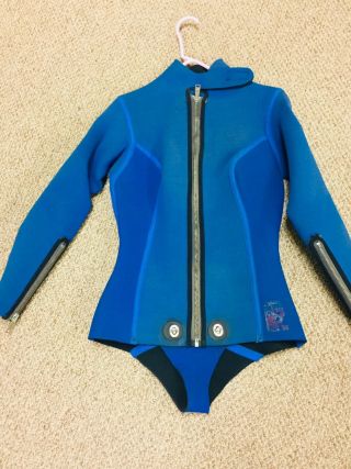 Vintage Scuba Wetsuit White Stag Womens Large Beaver Tail 7mm Shorty