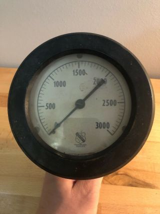 Vintage Steampunk Ashcroft 1850 Pressure Gauge 3000 Psi 6 Inch Diameter Usa
