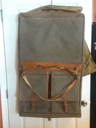 Vintage Hartmann Tweed/leather Hanging Garment Bag