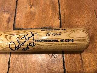 Pat Listach Roy 92 Milwaukee Brewers Auto Signed Cooper Game Bat 33.  5 "