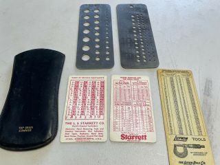 2 Vintage General Usa Drill Gauges W/ Leather Case - Starrett Lufkin Size Cards