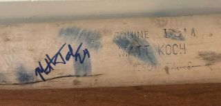 Matt Koch Signed Game Baseball Bat Minnesota Twins Autograph