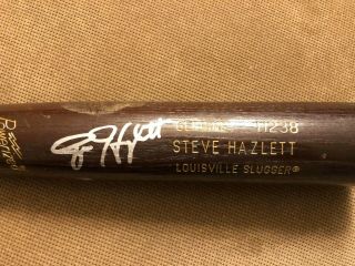Steve Hazlett Signed Game Cracked Louisville Slugger Bat Minnesota Twins 2