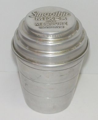 Smoothie Mixer & Measure Aluminum Shaker Measuring Cup & Lid Vintage Barware Tin