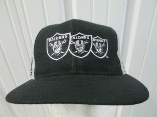Vintage Ajd Nfl Oakland Raiders Triple Sewn Logo Snapback Hat Cap Las Vegas La