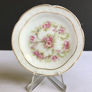 Vintage Z.  S.  & Co Orleans Bavaria Hand Painted Pink Flowers Butter Pat