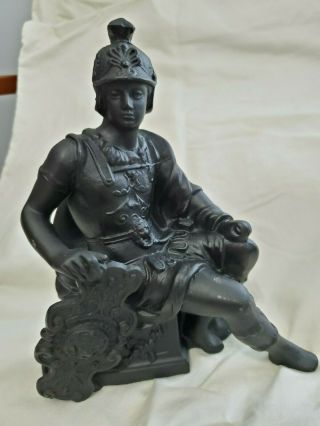 Antique Art Deco Roman Soldier Cast Metal Spelter Stature Clock Base Figure Vtg