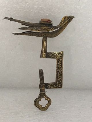 Vintage Victorian Brass Sewing Bird C - Clamp Cushion Patented 1853 Mark On Wings