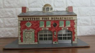 Vintage Keystone Fire Department Engine Station House W/ Doors/bell