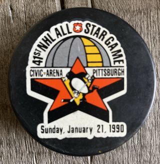 1990 41st Nhl All Star Game Civic Arena / Penguins Trench Mfg Souvenir Puck