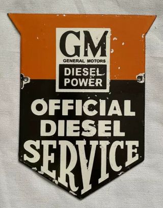 Vintage Gm Official Service Shield Porcelain Sign Car Truck Oil Gas Automotive