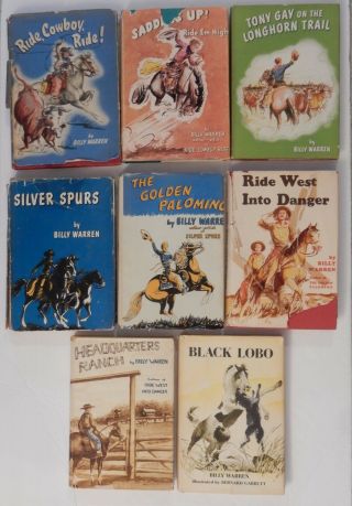 8 Billy Warren Hc Books,  5 Inscribed,  The Golden Palomino,  Silver Spurs,  Plus 6