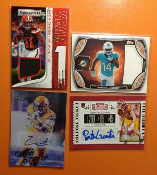 2018 Nick Chubb Rc,  2014 Jarvis Landry Rc,  & 2 Cleveland Brown Autographes.