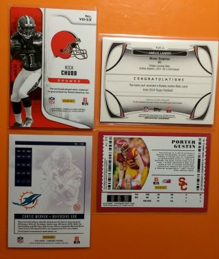 2018 Nick Chubb RC,  2014 Jarvis Landry RC,  & 2 Cleveland Brown Autographes. 2