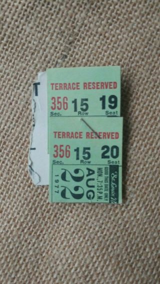 St.  Louis Baseball Cardinals Ticket Stubs,  Busch Stadium,  8 - 22 - 77