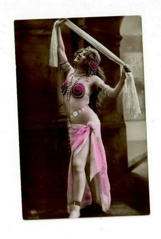 Vintage Postcard Belly Dancer Made In Germany Photo Woman