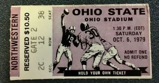 Ohio State Vs Northwestern Football Ticket Stub 1979 Columbus Oh