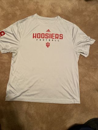 Size Xxl Adidas Indiana University Hoosiers Football Game Worn Grey Tshirt