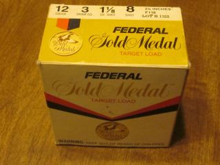 Empty Vintage Federal Gold Medal 12ga.  Shotgun Shot Shell Ammo Box