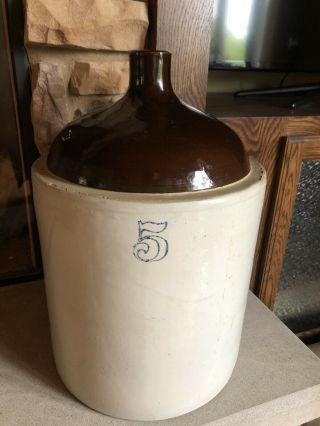 Vintage Stoneware Jug Crock 5 Gallon Whiskey,  Red Wing? Local
