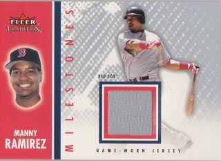 Manny Ramirez Game Worn Boston Red Sox Jersey Fleer 2003 Mlb Trading Card