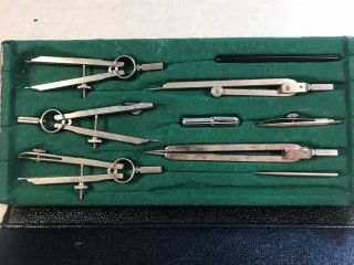 Vintage Compass German Drafting Tool Set Made In Germany Drawing Art
