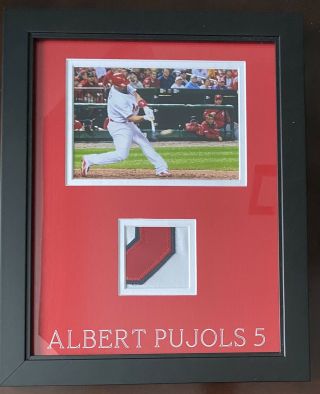 Albert Pujols Game Patch Cardinals Home Jersey 11x14 Frame Mears