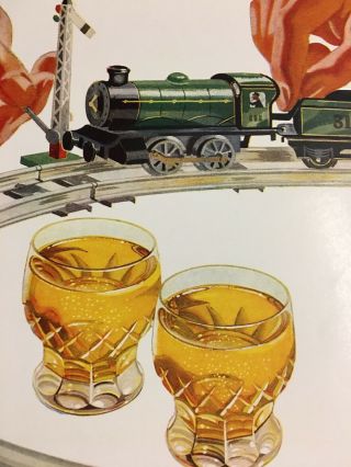 1939 Vintage Toy Train Set Father’s Christmas Johnnie Walker Whisky Print Ad 2