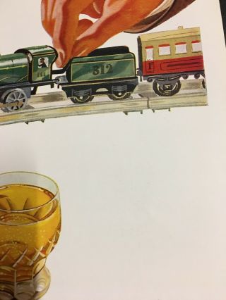 1939 Vintage Toy Train Set Father’s Christmas Johnnie Walker Whisky Print Ad 3