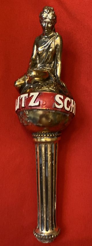 Schlitz Lady On The Globe Beer Tap Handle Rare Vintage 9.  5 "