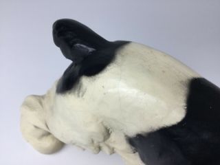Vintage Chalkware Black and White Cocker Spaniel Dog Figure signed Jan Alle 3